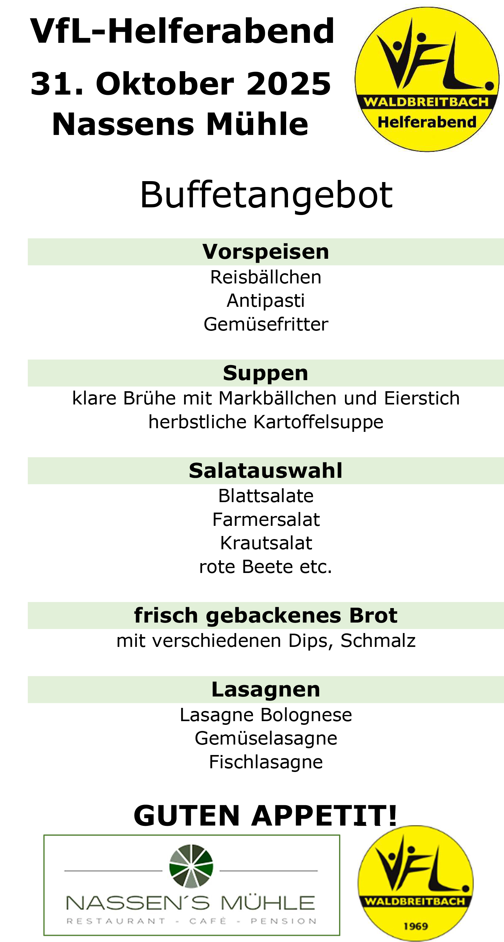 Helferabend 2025 Buffetangebot